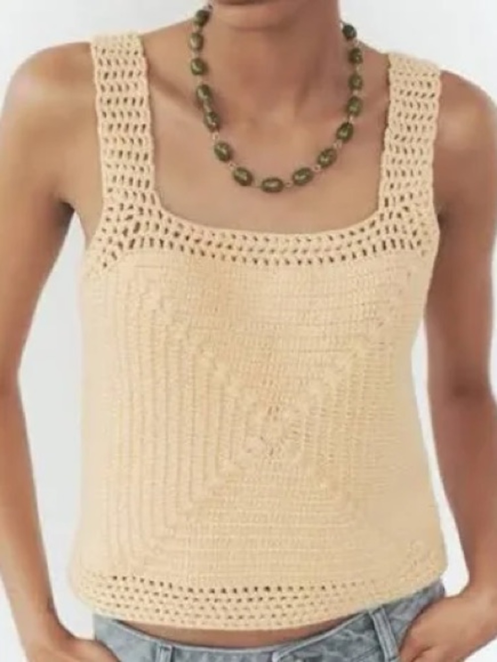 ZARA Crochet Square-Neck Tank Top